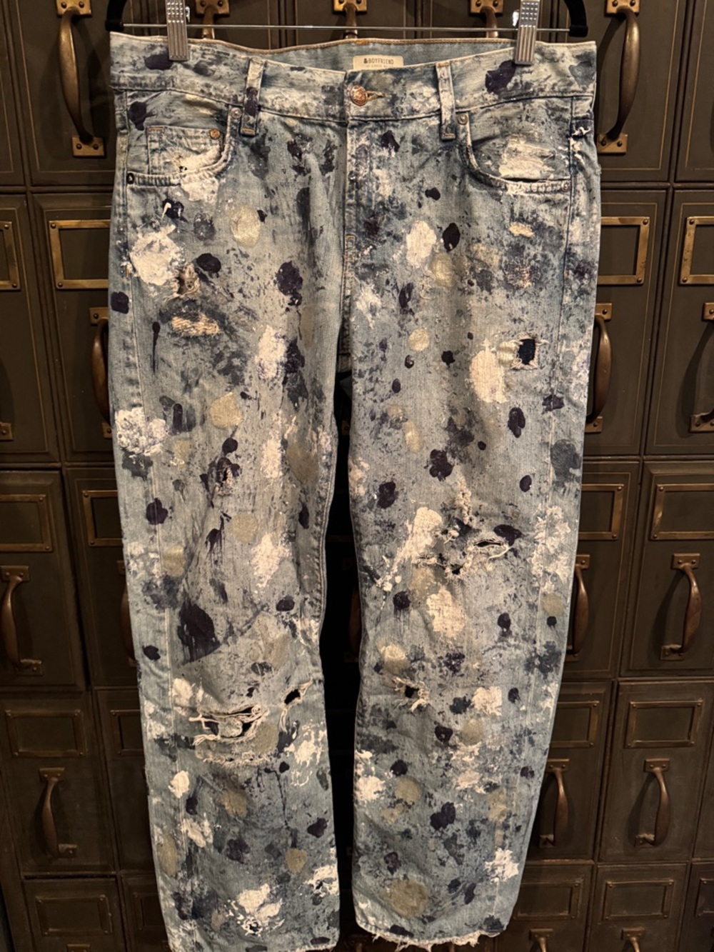 H&M Custom painted Boyfriend Jeans